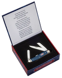 Case 10863 Medium Stockman Knife Blue Synthetic Grooved w/ Cigar Box 4318 SS