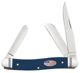 Case 10863 Medium Stockman Knife Blue Synthetic Grooved w/ Cigar Box 4318 SS