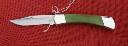 Buck 0110 110 Folding Hunter Knife 2008 Green Bone Nickel Silver 110-122