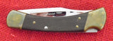 Buck 0110 110SP17 110 Folding Hunter Tribute Wyatt Earp Gold Etched Oak Handle Lockback Knife USA Made 2001 Lot#110-139