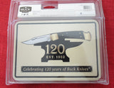 Buck 0110BRSWM3 110 Folding Hunter 120th Anniversary Collector Tin & Coin USA Lot#110-215