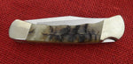 Buck 0110FG 110 Folding Hunter Knife Ram Horn Finger Grooved Nickel Silver 2012 Lot#110-232