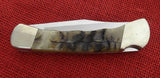 Buck 0110FG 110 Folding Hunter Knife Ram Horn Finger Grooved Nickel Silver 2012 Lot#110-232