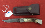 Buck 0110DM 110 Stag Damascus Folding Hunter Knife USA Made 1990 Lot#110-233