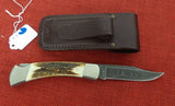Buck 0110DM 110 Stag Damascus Folding Hunter Knife USA Made 1990 Lot#110-233