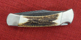 Buck 0110DM 110 Stag Damascus Folding Hunter Knife USA Made 1990 Lot#110-233