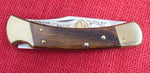 Buck 0110 110 Folding Hunter Bear Cubs Gold Etched Knife USA 2004 Wood Display Lot#110-189