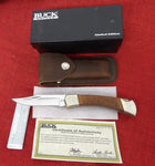 Buck 0110BRSLE 110 Folding Hunter Knife Scrolled Leather Handle 2008 Limited Edition USA NEW in Box Lot#110-220