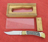 Buck 0110 110 Folding Hunter Knife 1984 Pewter Eagle Scene 110-264