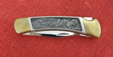 Buck 0110 110 Folding Hunter Knife 1984 Pewter Eagle Scene 110-264
