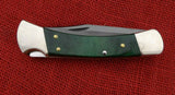 Buck 0110 110 Folding Hunter Knife 2016 Green Wood Blued S30V 110-246