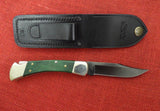 Buck 0110 110 Folding Hunter Knife 2016 Green Wood Blued S30V 110-246