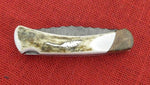 Buck 0111EKSBT 111 110 Folding Hunter RARE 2011 Chip Flint Elk Stag Burlwood Bolster Bob Timberlake Feather Logo Lot#BU-219