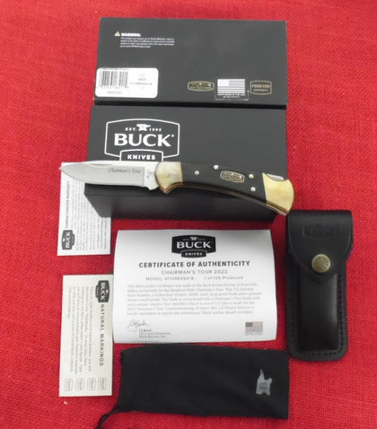 Buck 0112BRSSH 50th Anniversary 112 Ranger Knife 2022 President's Tour CJ Signed Drop Pont USA #33/125 Lot#112-41