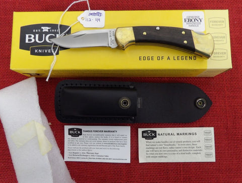 Buck 0112BRS 112 Ranger Knife 50th Anniv Tang Stamp Ebony 420HC USA Lot#112-44