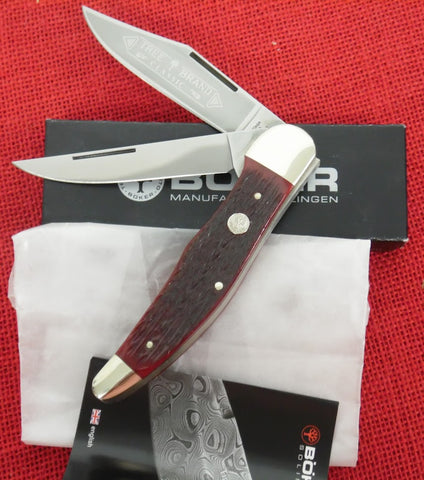 Boker 112020JRB Folding Hunter 20-20 Duo 2 Blade Knife Jigged Red Bone Carbon Steel Double Slipjoint Solingen Germany