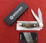 Boker 112021BK Folding Hunter 20-21 Duo 2 Blade Knife Buckskin Bone C75 Steel Double Lockback Solingen Germany