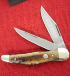 Boker 112021BK Folding Hunter 20-21 Duo 2 Blade Knife Buckskin Bone C75 Steel Double Lockback Solingen Germany