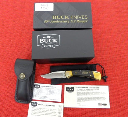Buck 0112BRS3 50th Anniv 112 Ranger Knife RARE 2021 CJ Signed 2022 112-57