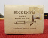 Buck 0116 116 Caper USA Fixed Blade Knife USA Pre 1985 No Date Yellow Box UNUSED Paper Dated 1973 116-15