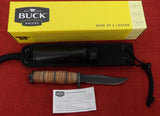 Buck 0117BRS 117 Small Brahma Stacked Leather Handle Knife 2016 USA Lot#BU-456