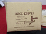 Buck 0118 118 Personal Hunting Knife Pre Date Code 3 Line Stamp 1972-1985 Leather Foldover Sheath USA Made 118-26