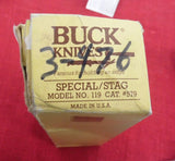 Buck 0119 119 Special RARE Stag Handle USA Made 1990 UNUSED in BOX Lot#119-53