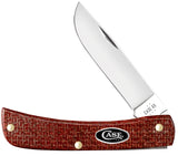 Case 12273 Sod Buster Jr Knife Dark Red Burlap Micarta Carbon Steel 10137 CS NIB