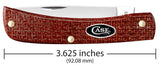 Case 12273 Sod Buster Jr Knife Dark Red Burlap Micarta Carbon Steel 10137 CS NIB