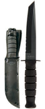 Ka-Bar Knife 1255 Short USA Black Tanto Serrated Edge Leather Sheath Tactical Fighting Fixed Blade USA