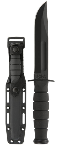 Ka-Bar Knife 1258 Short USA Black Plain Edge Hard Sheath Tactical Fighting Fixed Blade USA