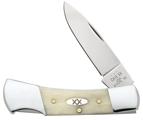 Case 13314 Lockback Small Gentleman Knife Natural Smooth Bone XX Oval Shield USA 61225L SS