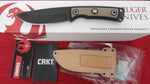 Ruger by CRKT R1401K RMJ Powder-Keg Black Stonewashed Drop Point Knife Tan/Black Rubber