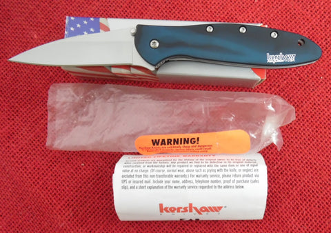 Kershaw 1660BB 1660 Leek 2004 Blue/Black Smoke SpeedSafe Assisted Opening Flipper Knife Ken Onion USA NOS