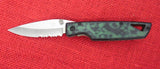 Buck 0175-FXG 175 Lightning II Green Marble Aluminum Partially Serrated Knife 420HC 1998 USA Lot#BU-284-L