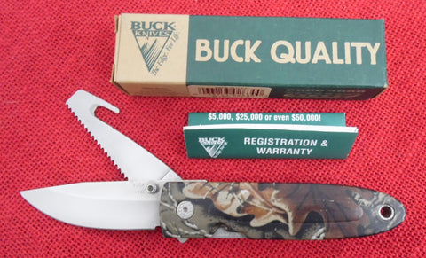 Buck 0180-D3 180-D3 Crosslock Hunter Camo Knife 3 Function Drop Point Guthook Saw USA Lot#180-21