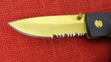 Buck 0180-SX2 180 Crosslock Solitaire Gold BuckCote Serrated Knife USA 180-29