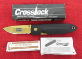 Buck 0180-X2 180-X2 BuckCote Crosslock Solitaire Serrated Knife Gold Blade USA Made Liner Lock Lot#180-3