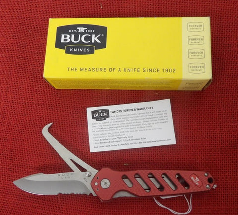 Buck 0183RDS 183 Alpha Crosslock Hoof Pick Knife Red Aluminum Equestrian Lot#BU-390