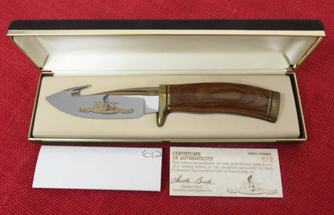 Buck 0191 191 Zipper Buck Collector Club Knife 1992 Highly Polished Gold Etched Blade ONLY 160 Made USA Lot#191-13