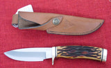 Buck 0192 192 Vanguard Knife Jigged Bone Handle Wood Inserts USA 1994 Lot#192-7