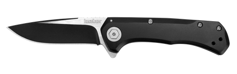Kershaw 1955 Showtime Assisted Opening Flipper Knife Black Steel Handle Two-Tone Blade