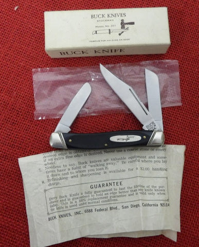 Buck 0301 301 Stockman Pocket Knife 1st Version 1966 Grooved Bolsters Schrade USA Lot#301-48