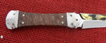 Buck 0205 205 Koji Hara Dagger "Stone-Step" Handle w/ Burlwood Inserts ATS-34 Fixed Blade Knife USA Lot#