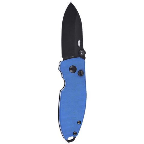 Columbia River CRKT 2474BD Squid Button Lock Knife Blue Micarta Black D2 Lucas Burnley