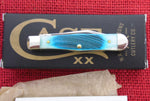 Case 25587 Small Swell Center Jack Pocket Knife Caribbean Blue Sawcut Bone USA Made 6225 1/2 SS