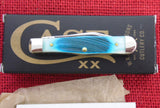 Case 25587 Small Swell Center Jack Pocket Knife Caribbean Blue Sawcut Bone USA Made 6225 1/2 SS