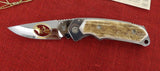 Buck 0279EKSBPA 279 Alpha Hunter Folding Knife 2011 Stag 24kt Battling Bucks Cutout Ltd Lot#BU-457