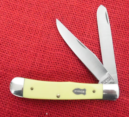 Schrade Knife 296Y 296 Trapper Yellow Handle USA Made 1980's UNUSED