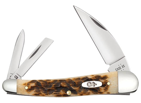Case 30094 Seahorse Whittler Knife Carbon Steel Amber Jig Bone 6355WH CS